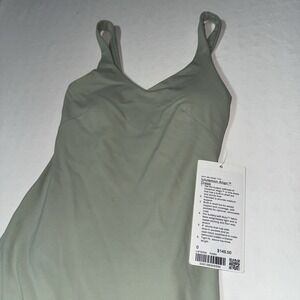 Lululemon Size 0 Align Dress Fog Green Built-In Bra Tight Nulu‎ Stretch $148 NWT